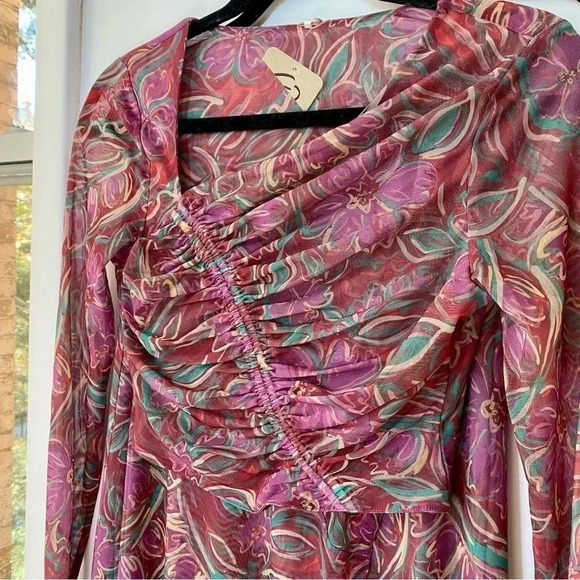 New Free People Supernova Set Two Piece Skirt Crop Top Long Sleeve Purple Small - Picture 6 of 14